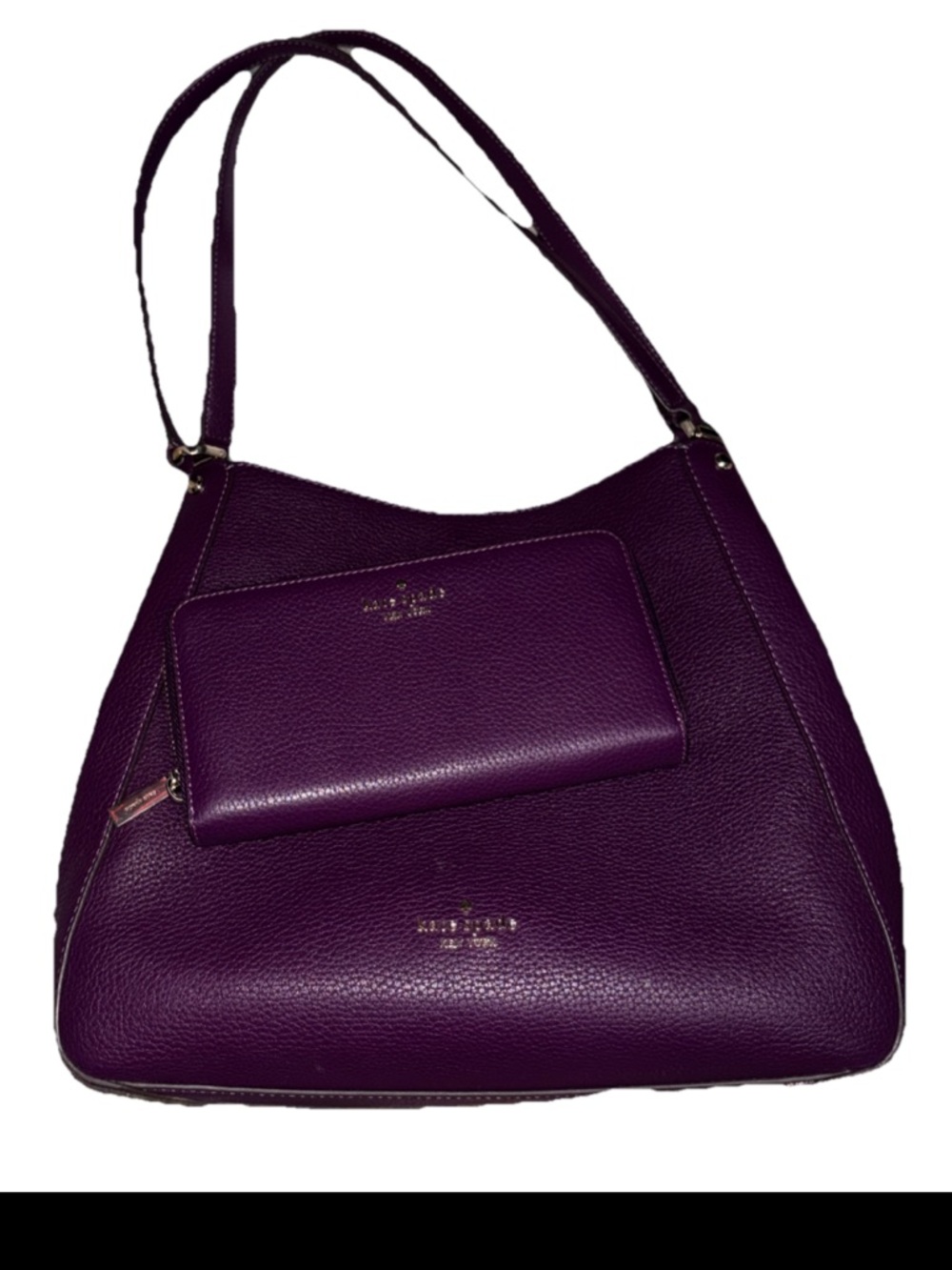 Kate Spade Leather Triple Compartment LEILA Hobo Ripe Plum Matching Wallet NWOT